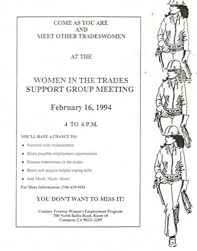 Women in the Trades Support Group Meeting [flyer]