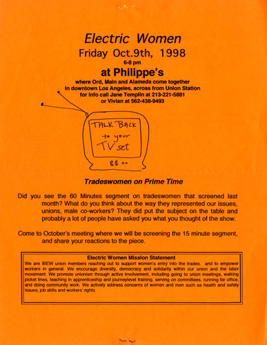 Electric Women flyer, October 1998