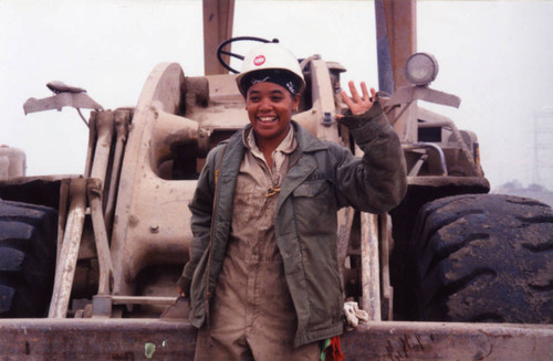 Heavy equipment operator at a construction site