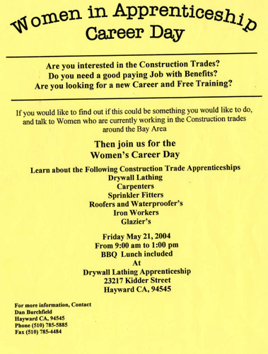 Women in Apprenticeship Career day flyer