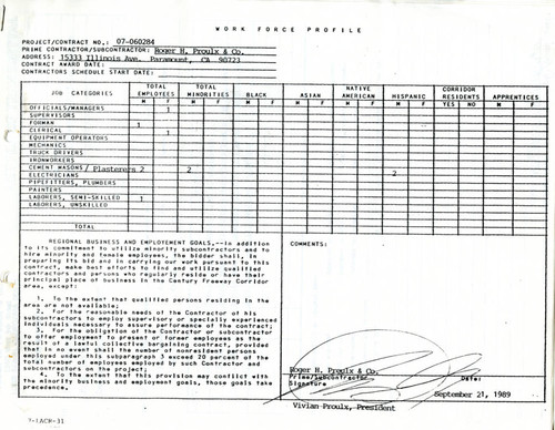 Work Force Profile, Project 07-060284