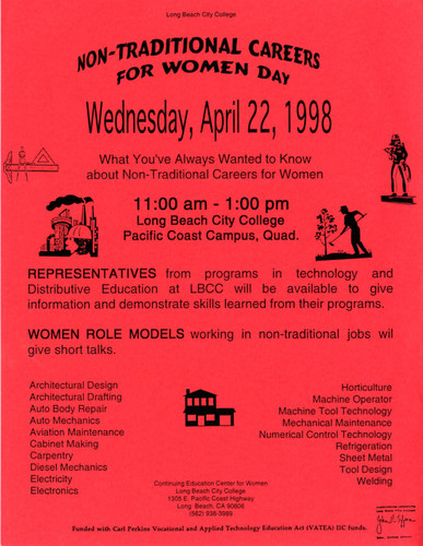 Flyer for a Non-Traditional Careers for Women day event