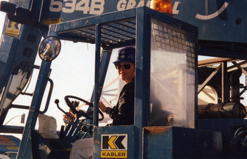 Heavy equipment operator at a construction site