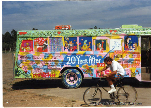 Psychedelic bus at rock concert