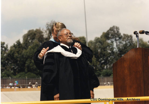 Lloyd Richards receiving honorary doctorate