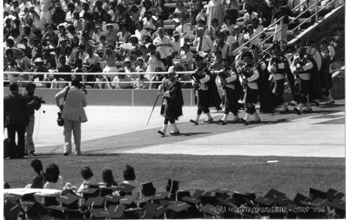 Scottish bagpipers at graduation