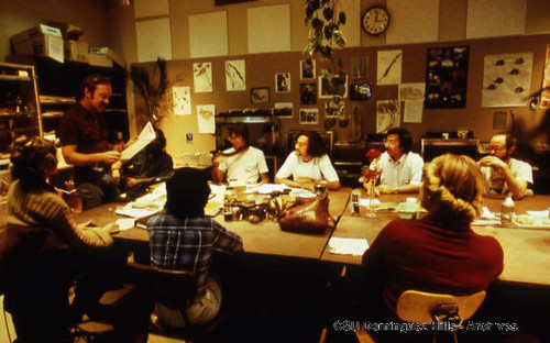 Biology professor with students