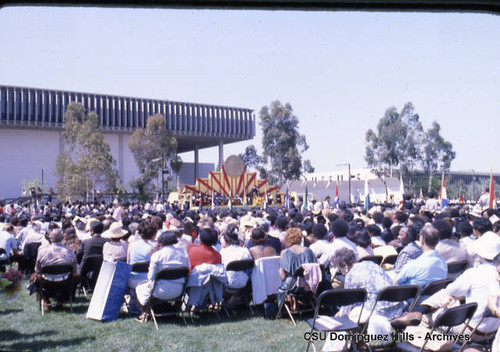 Audience listening to graduation speaker