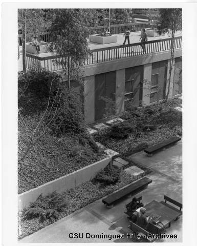 Walkway above courtyard