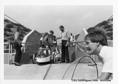 Human Powered Vehicles entering Velodrome