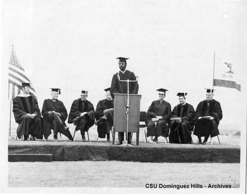 Maurice Lackey speaking at commencement