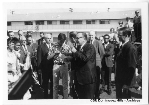 Governor Edmund "Pat" Brown visits Watt Campus during re-election campaign