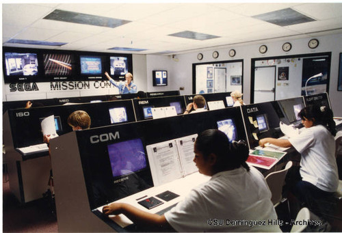 Students in Mission Control room