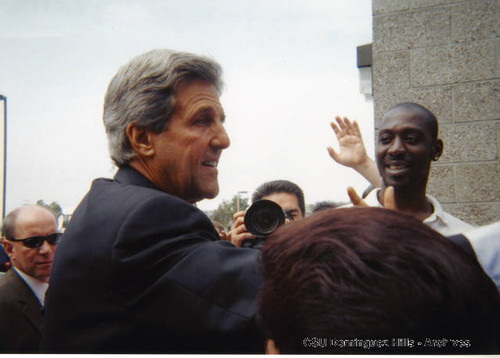 Senator John Kerry visits campus during 2004 campaign