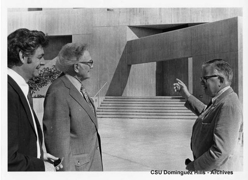 Ralph Dills and Donald Gerth outside University Theater