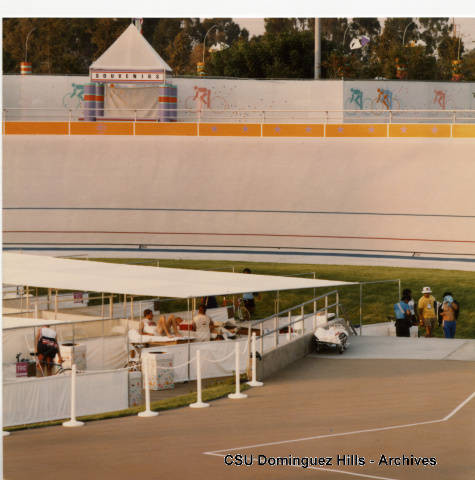 Bikers relaxing at Velodrome infield