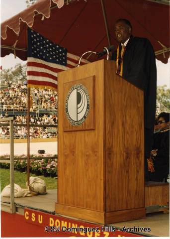 Paul H. Richards, II (?) speaking at graduation