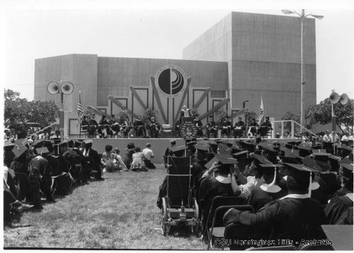 Former Governor Brown speaking at 1978 graduation