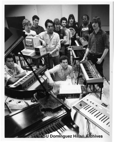 Electronic Music students with keyboards