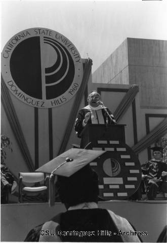 Former Governor Brown speaking at 1978 graduation