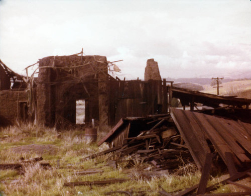 A rear view of the Higuera-Galindo Adobe