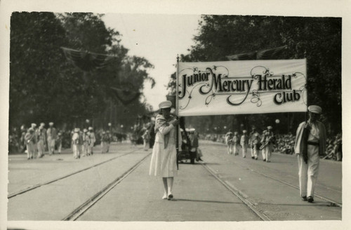 1928 Parade banner, Junior Mercury Herald Club