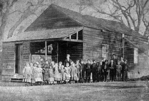 1860 First schoolhouse and social hall in Saratoga