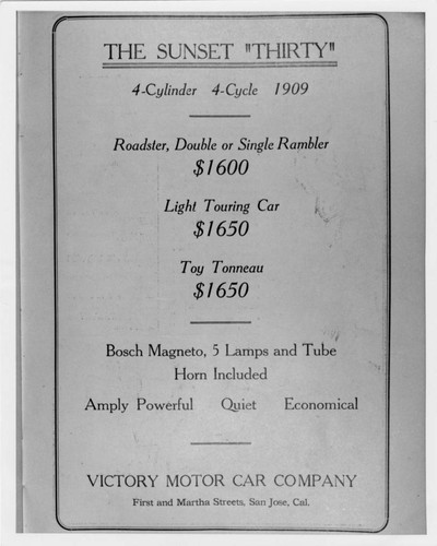 1909 automobile advertisement