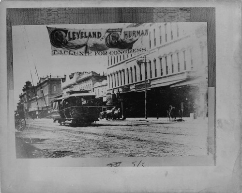 1888 Political banner on Santa Clara Street