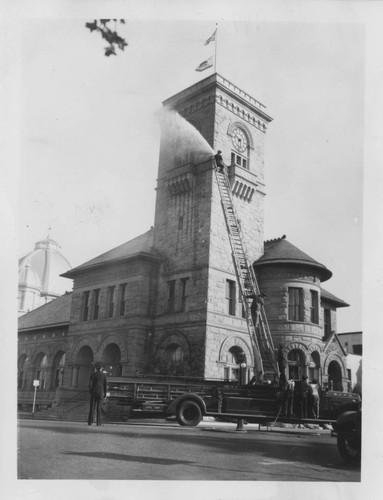 1944 Cleaning the library clock tower