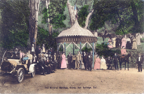 Postcard of the mineral springs at Gilroy Hot Springs, California