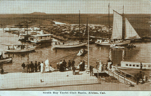 Postcard of the South Bay Yacht Club Basin, Alviso, California