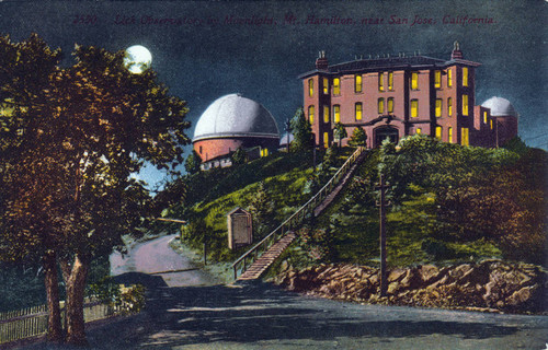 Postcard of Lick Observatory by moonlight