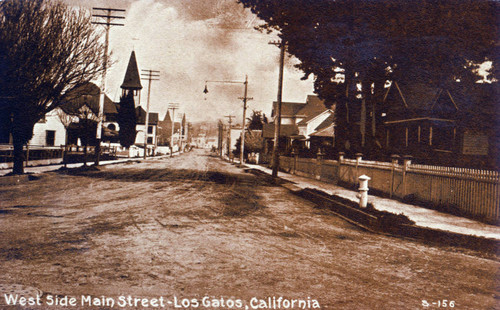 Postcard of West Main Street in Los Gatos, California