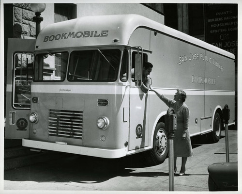 1956, Old Post Office building, San Jose Public Library Bookmobile