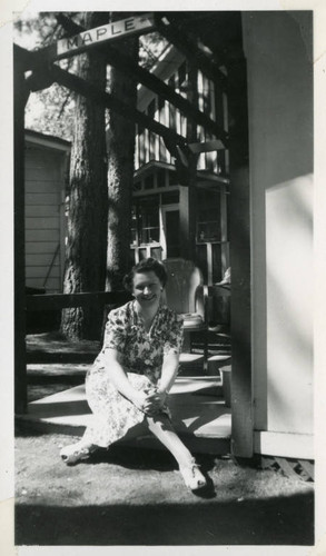 1946, Gertrude Jansens outside on a Porch