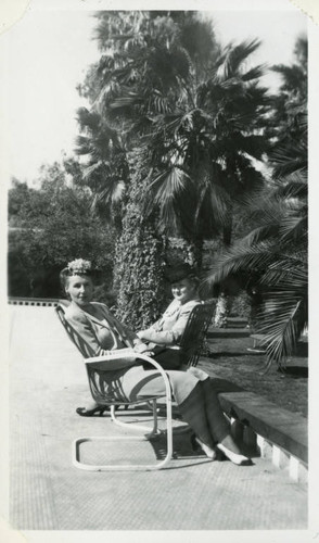 1940, Two Library Staff sitting outside