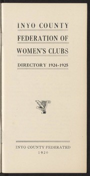 Inyo County Federation of Women's Clubs Directory 1924-25