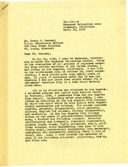 1943 Letter from PHK to Emery Kennedy (WRA Relocation Officer) 1