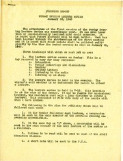 1943 Progress Report of Sunday Evening Lecture Series in Manzanar by PHK