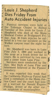 Obituary of Louis J. Shepherd. Louis J. Shepherd was Irene Button's Half Uncle (Her Mother's Half Brother)