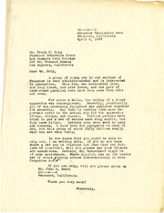 1943 Letter from PHK to Frank Doig (Los Angeles City College)