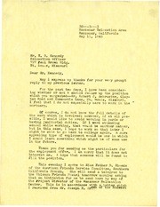 1943 Letter from PHK to Emery Kennedy (WRA Relocation Officer) 2