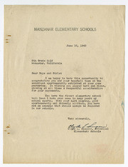 1943 Letter from Principal Simpson to Sixth Grade, Manzanar