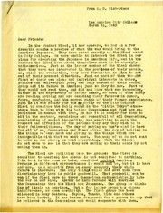 1943 Letter from OD Richardson, Los Angeles City College to Friends Including his Social Plan for Minority Groups