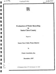 Evaluation of Water Recycling in Santa Clara County