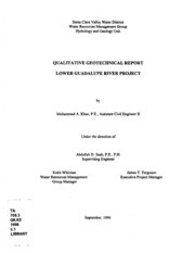 Qualitative Geotechnical Report : Lower Guadalupe River Project