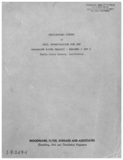 Preliminary Report of Soil Investigation For The Proposed Guadalupe River Project, Reaches 1 and 2, Santa Clara County, California