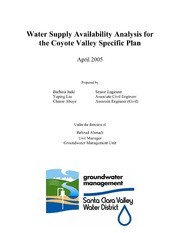 Water Supply Availability Analysis For The Coyote Valley Specific Plan