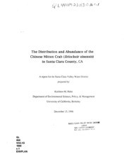 The Distribution and Abundance of The Chinese Mitten Crab (Eriocheir Sinensis) in Santa Clara County, Ca